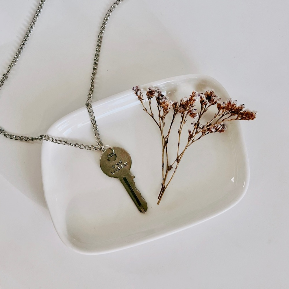 REWORKED AUTHENTIC YVES SAINT LAURENT KEY SILVER NECKLACE